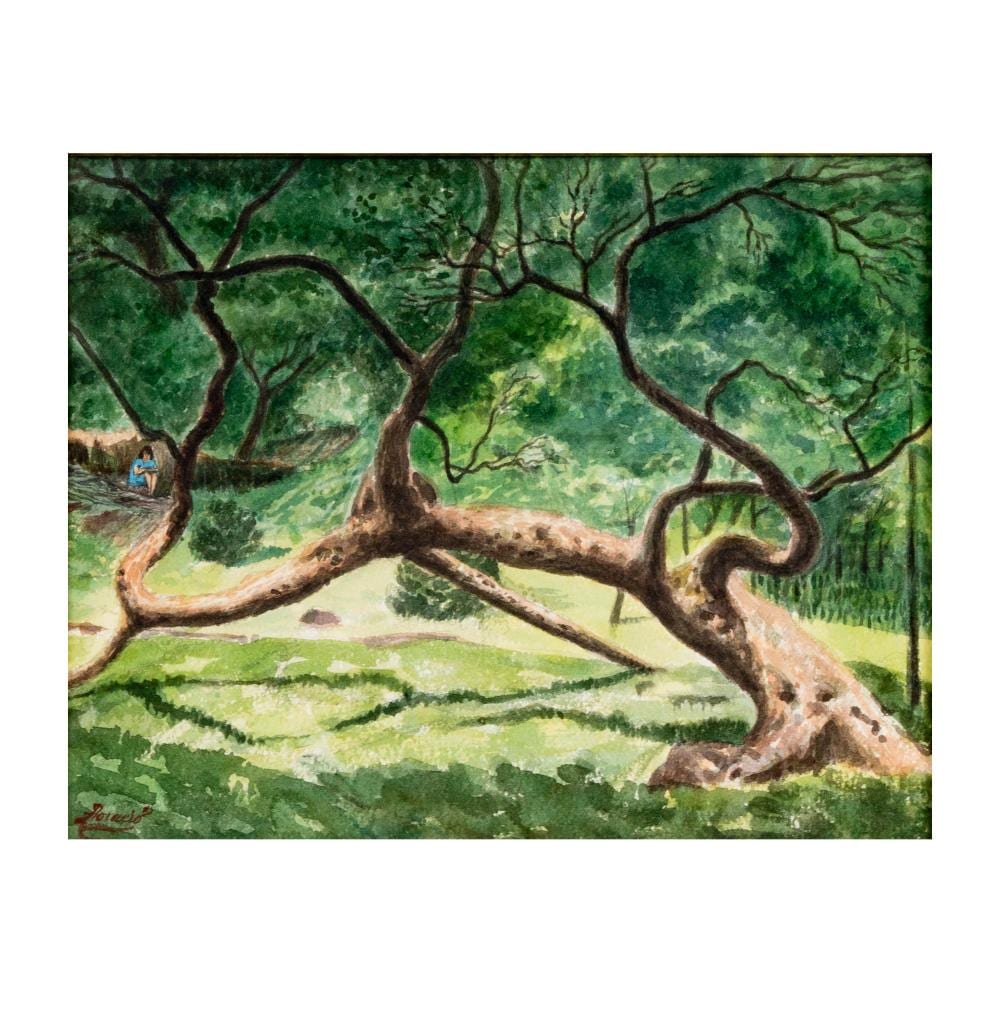 Horacio Renteria Rocha comparable auction result: horacio renteria rocha 1912 1972 forest scene with seated figure