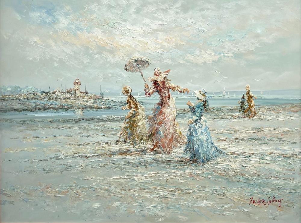 Marie Charlot comparable auction result: marie charlot french 20th 21st century oil on canvas impressionist beach scene signed