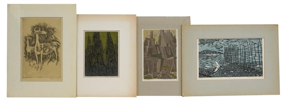 leonard maurer american 1912 1976 three land city scenes and a view of two deer three color woodblocks and an etching · Weschler's · 2026-06-16 Leonard Maurer comparable auction result: leonard maurer american 1912 1976 three land city scenes and a view of two deer three color woodblocks and an etching