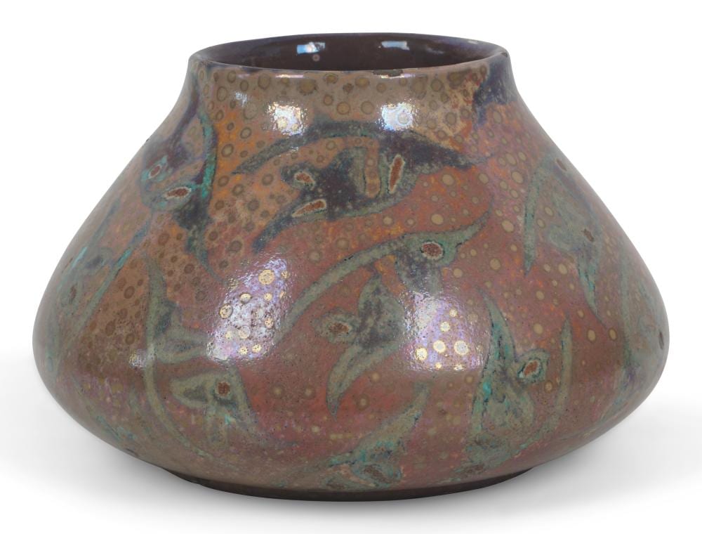 Clement Massier comparable auction result: clement massier french fish decorated vase with lustre glaze h 4 in d at base 5 1 2 in