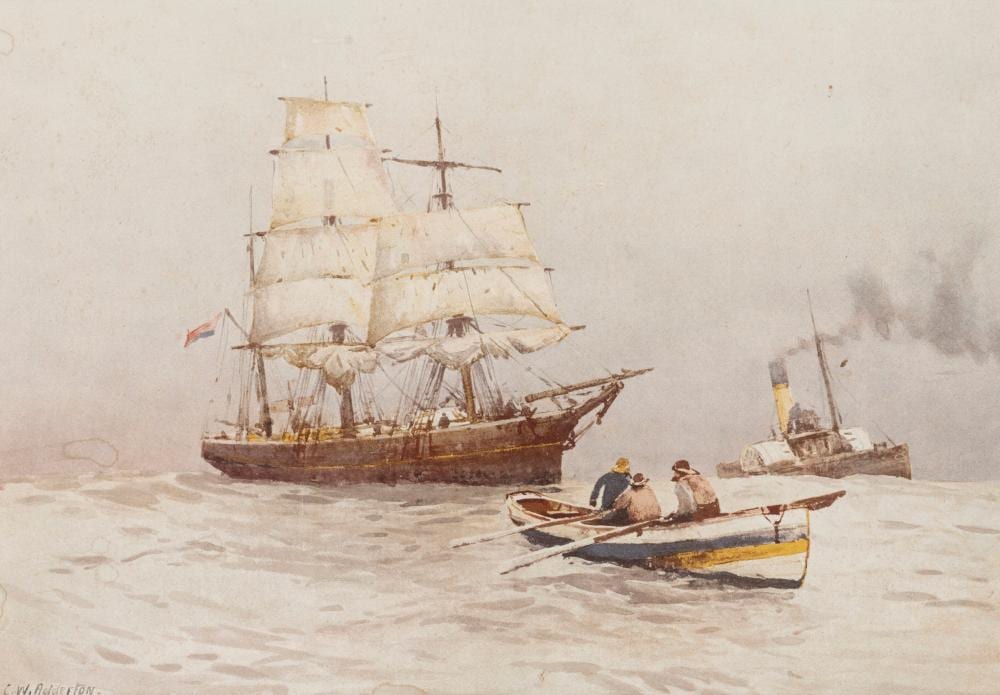 Charles William Adderton comparable auction result: charles william adderton 1866 1944 maritime scene print signed lower left c w adderton 24 x 34cm 46 x 53cm overall