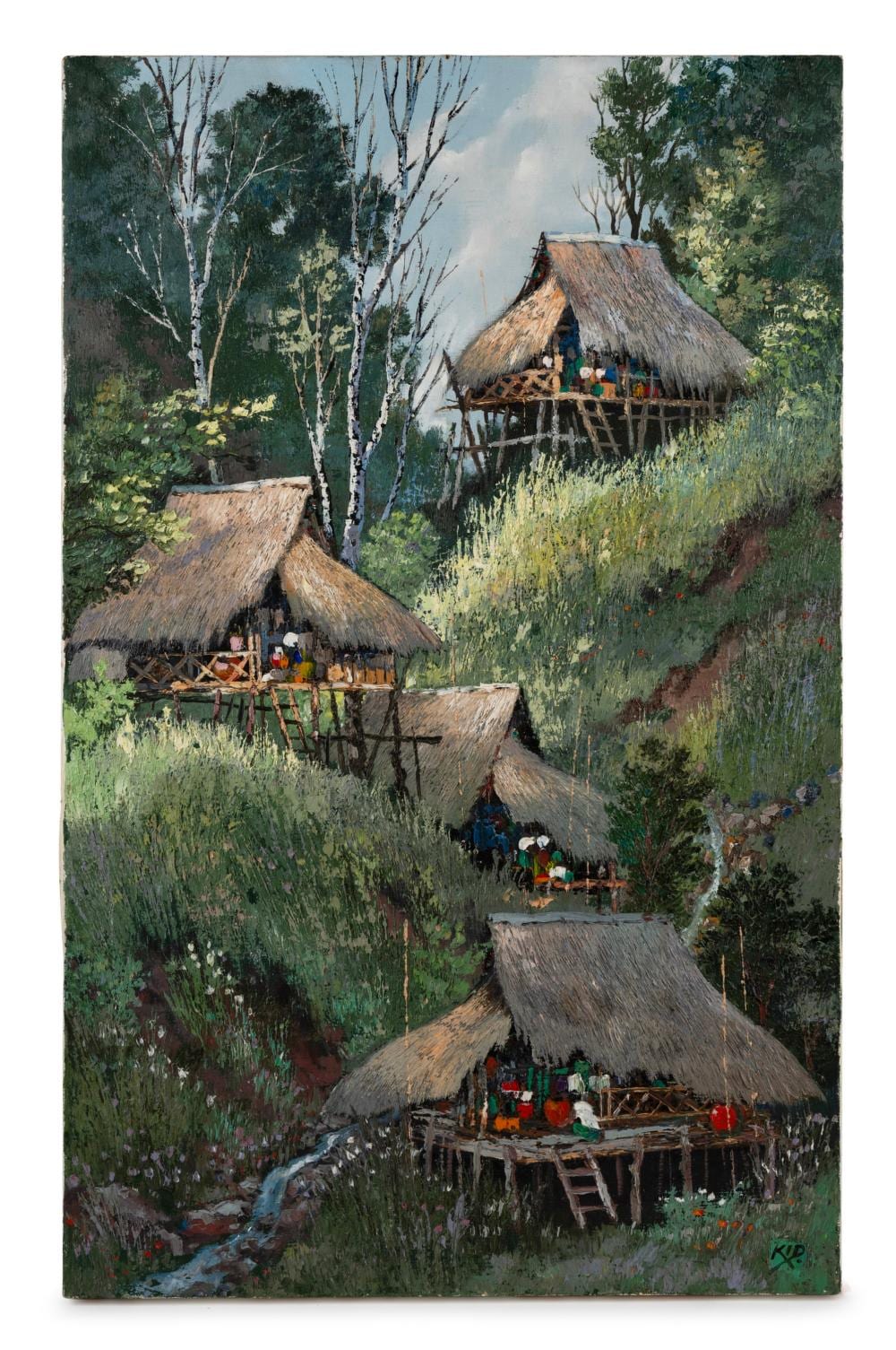 Kid Kosolawat comparable auction result: kid kosolawat thailand 1917 1988 the valley northern of thailand oil on canvas signed lower right kid and titled verso 70 x 43cm overall