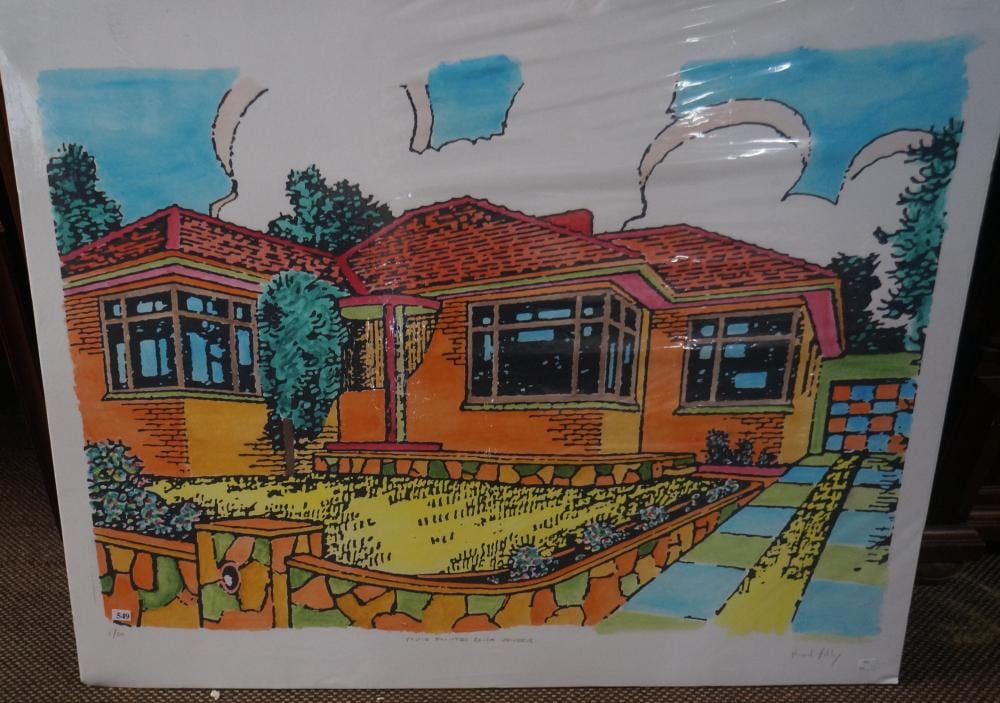 Howard Arkley comparable auction result: howard arkley ltd edition giclee print unframed 1 50 triple fronted brick veneer signed lower right 91 x 116 cm