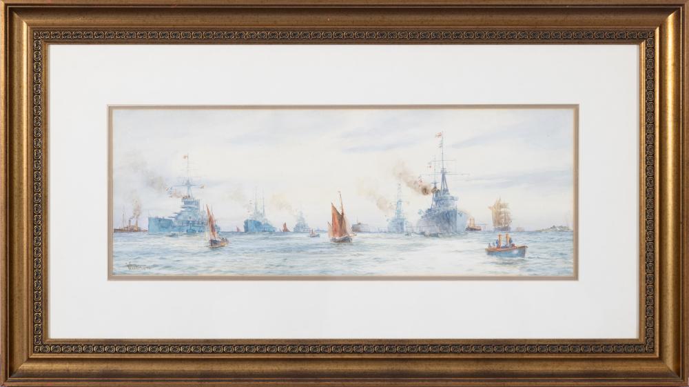 William Whittington comparable auction result: william whittington english 1903 1958 spithead circa 1912 watercolour 25 x 74 frame size 60 x 108cm