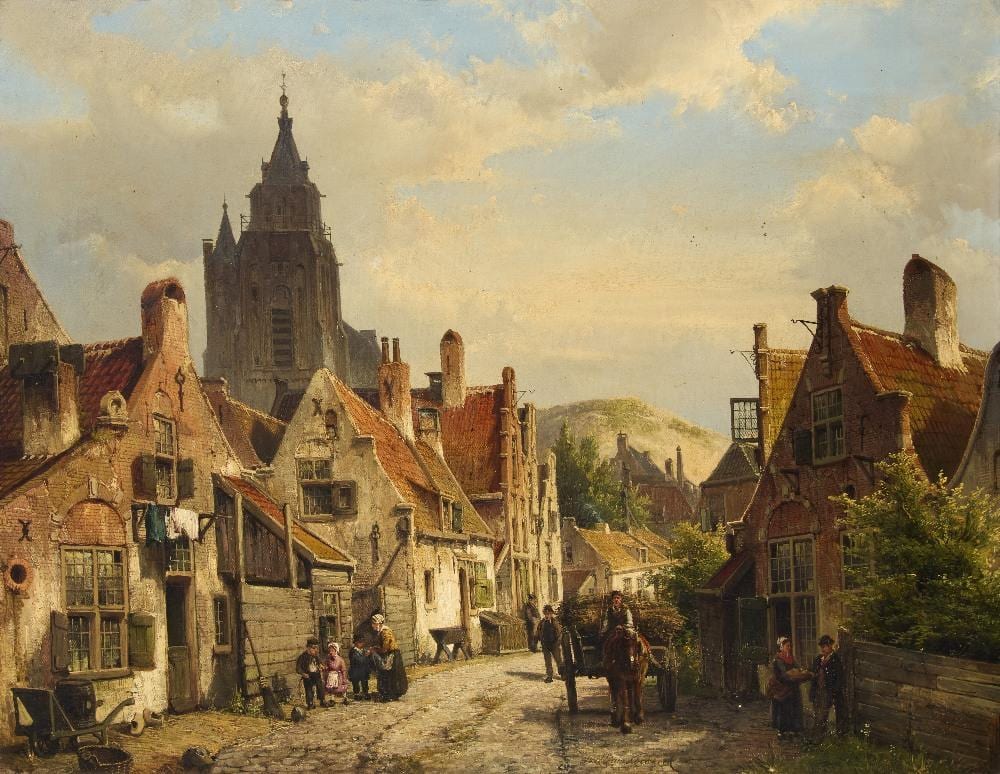 Willem Koekkoek comparable auction result: willem koekkoek dutch 1839 1895 a bustling street scene
