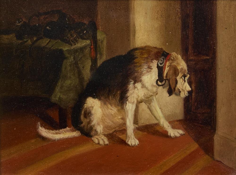 Oliver Clare comparable auction result: oliver clare british 1853 1927 portrait of a dog in an