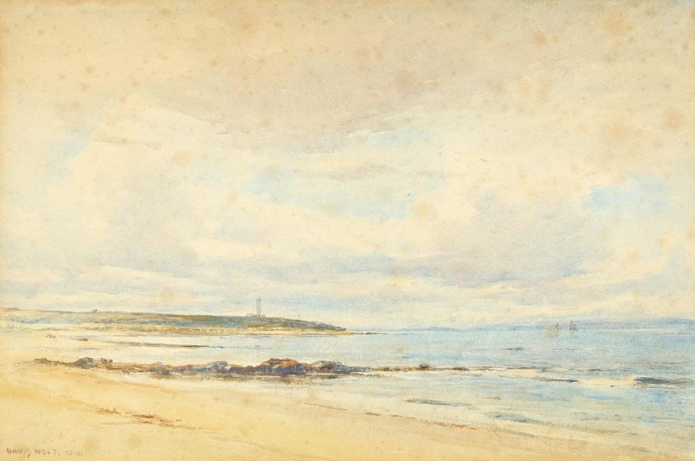 David West comparable auction result: david west rsw scottish 1868 1936 a pair of coastal la
