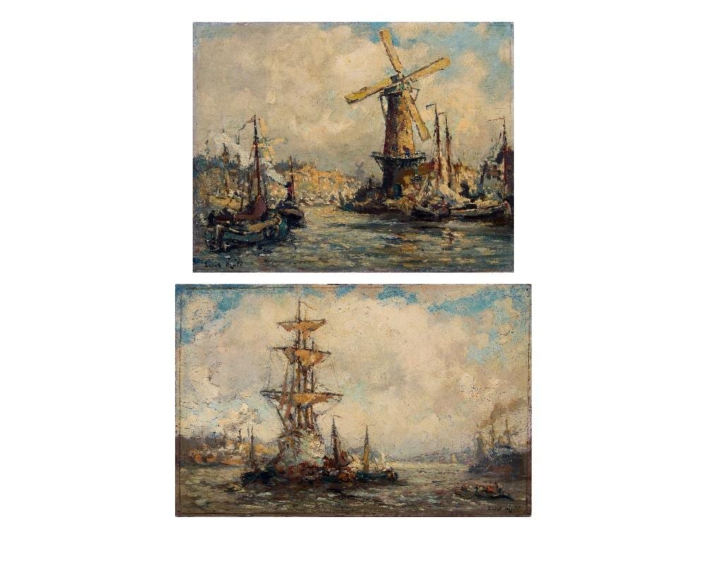 Evert Moll comparable auction result: evert moll dutch 1878 1955 two busy harbour scenes har