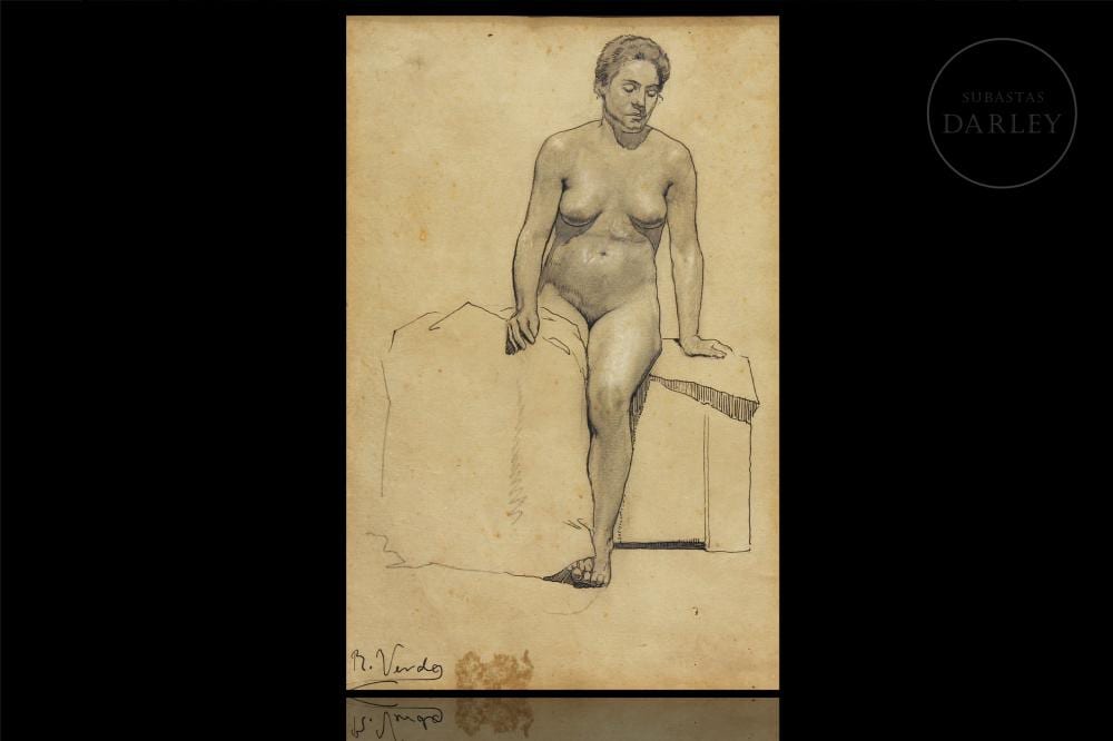 Ricardo Verde Rubio comparable auction result: ricardo verde rubio 1876 1955 academic drawing of a woman