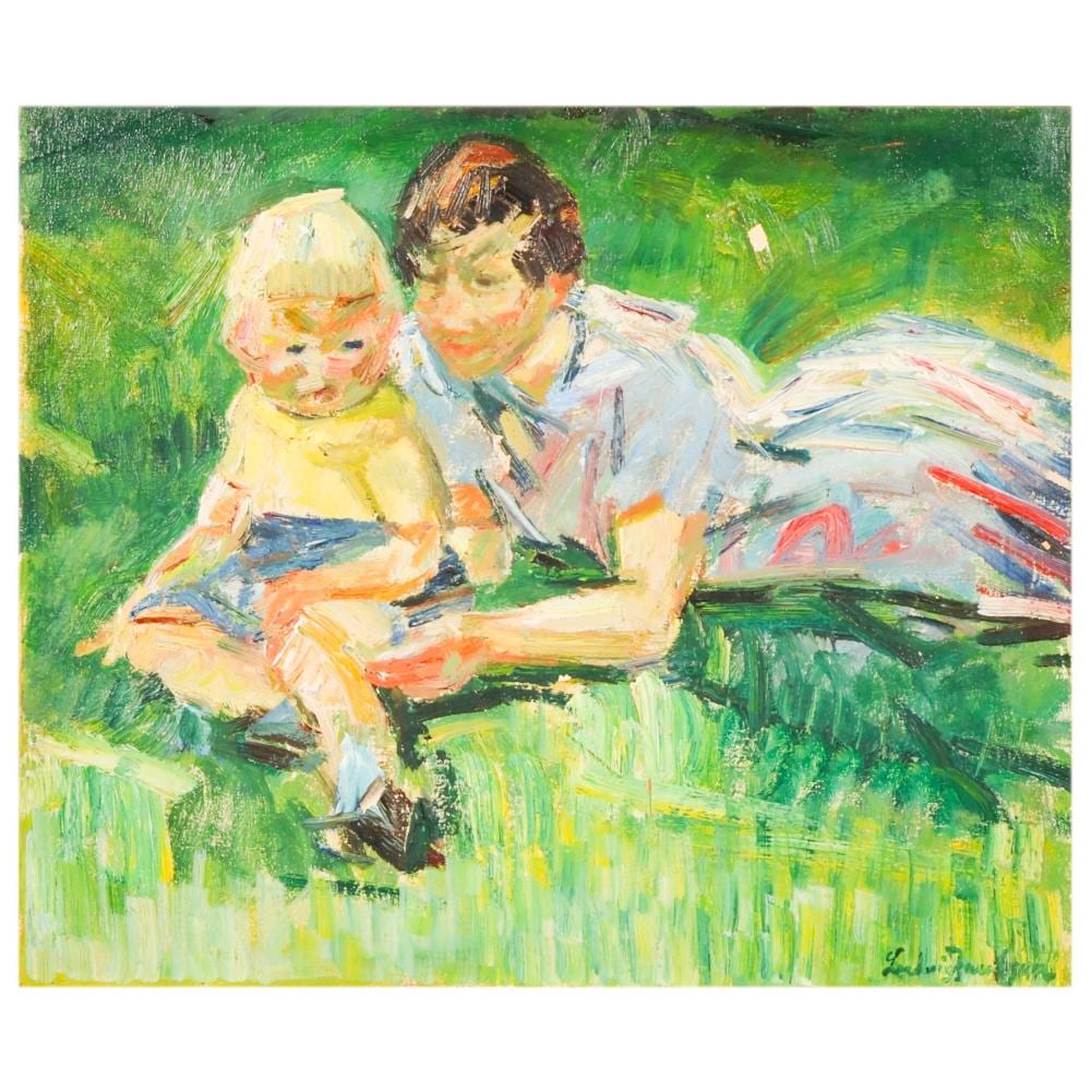 Ludvig Jacobsen comparable auction result: ludvig jacobsen 1890 1957 wife and child painting