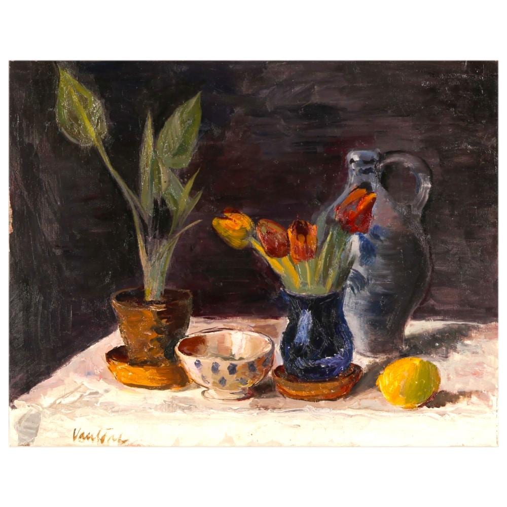 Mogens Vantore comparable auction result: mogens vantore 1895 1977 tulip still life painting