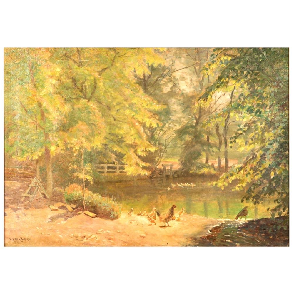 Viggo Langer comparable auction result: viggo langer 1860 1942 farmyard scene oil painting