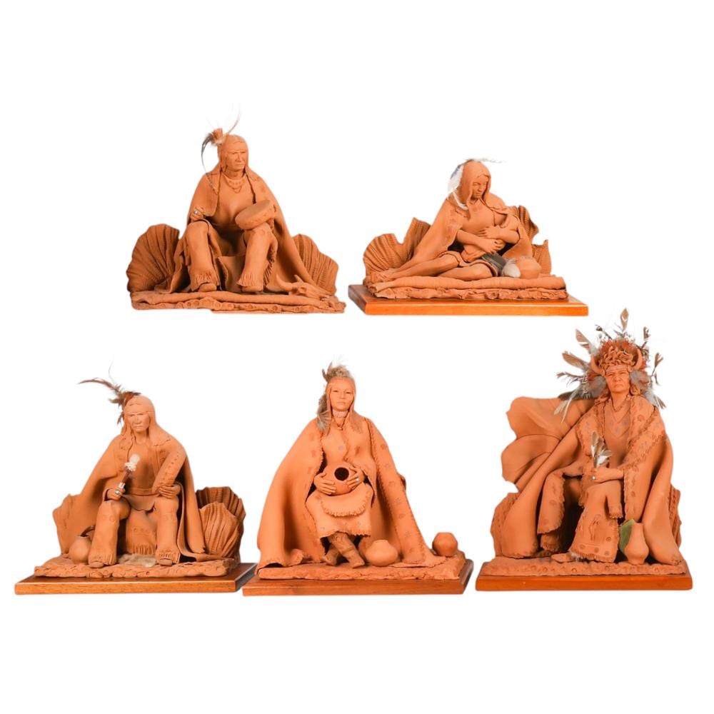 Bill Girard comparable auction result: bill girard 1936 2020 clay indian sculpture 5p lot