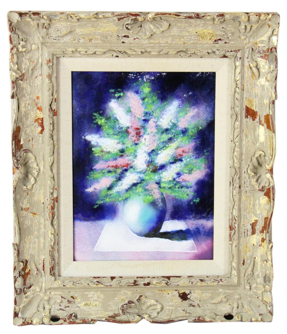 Max Karp comparable auction result: max karp flowers in vase enamel on copper