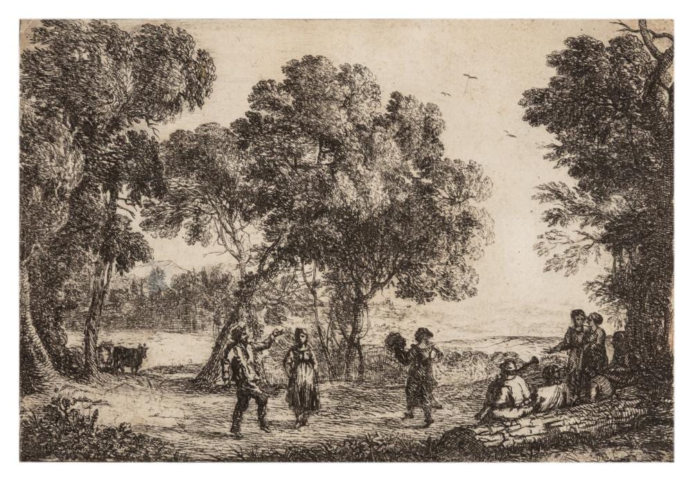 Claude Lorrain comparable auction result: claude lorrain french 1604 05 1682 la danse sous les arbres c 1637 small plate state iii vii