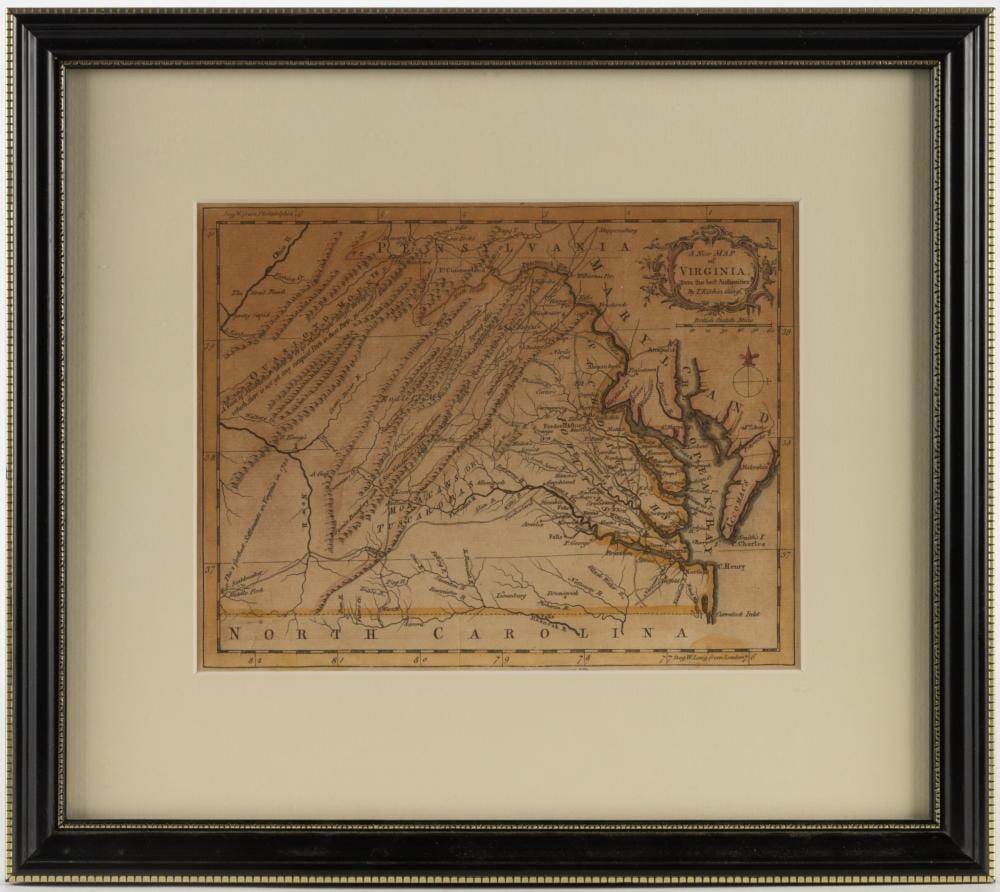 Thomas Kitchin comparable auction result: thomas kitchin english 1718 1784 map of virginia