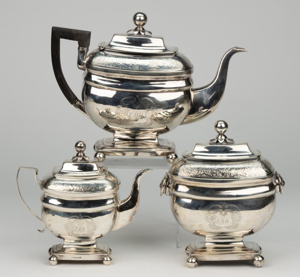 Hugh Wishart comparable auction result: hugh wishart new york city new york coin silver three piece tea service
