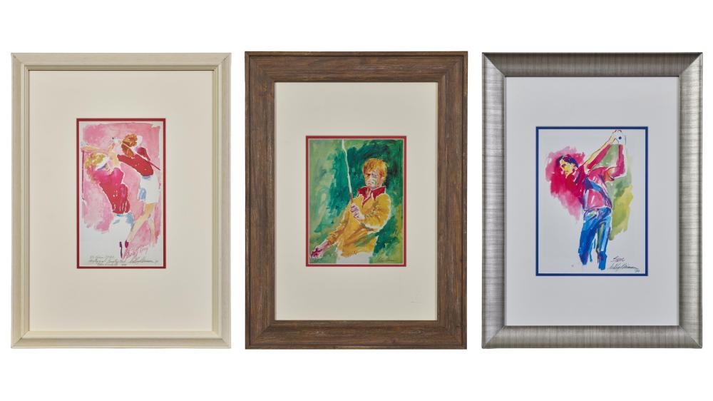 leroy neiman american 1921 2012 three golf pros each framed h 23 1 2 in w 17 5 8 in 3 pcs · Crescent City Auction Gallery · 2026-07-09 Leroy Neimann comparable auction result: leroy neiman american 1921 2012 three golf pros each framed h 23 1 2 in w 17 5 8 in 3 pcs