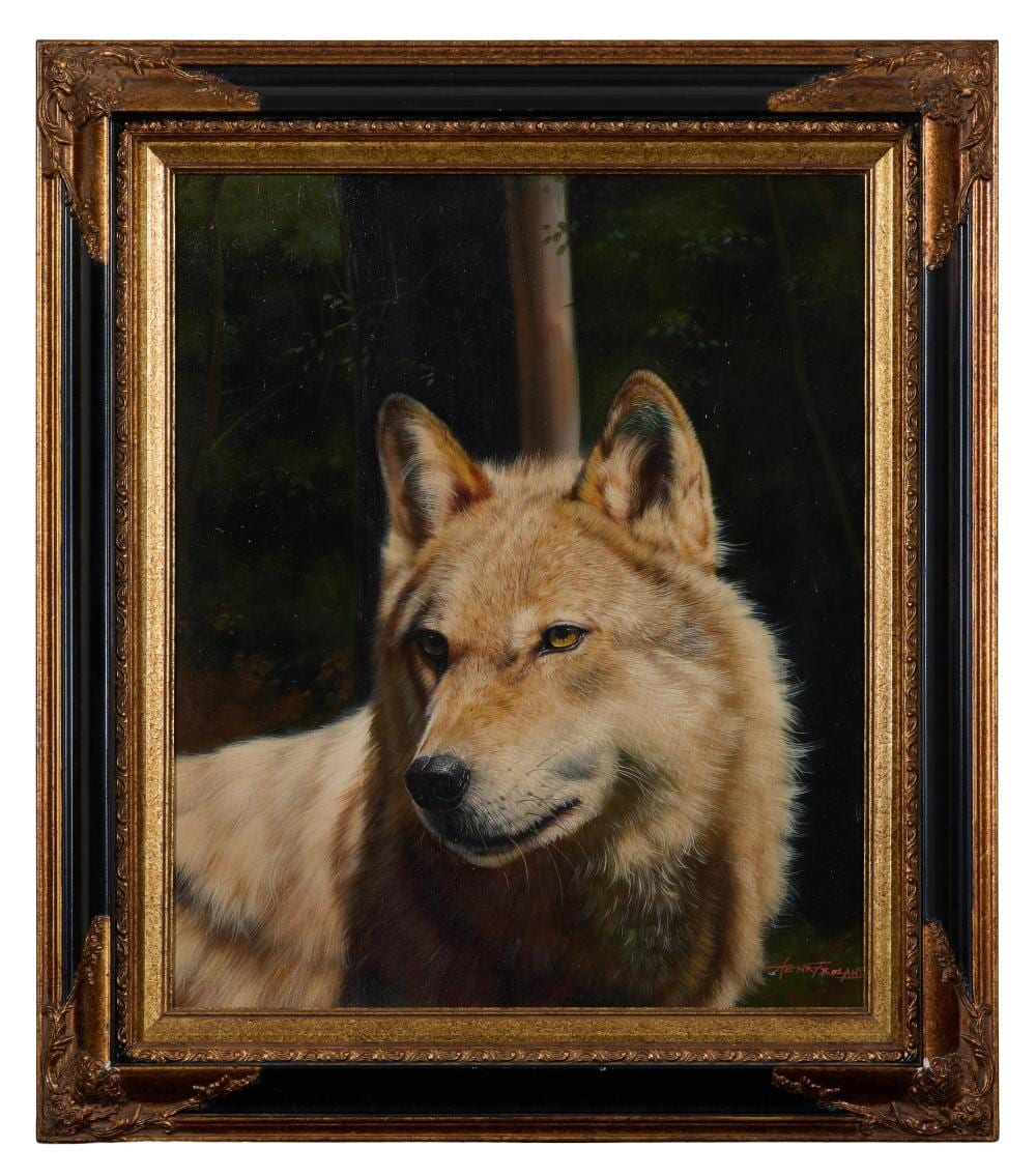 Henry Roland comparable auction result: henry roland american 20th century wolf h 24 in w 20 in framed h 31 in w 27 in