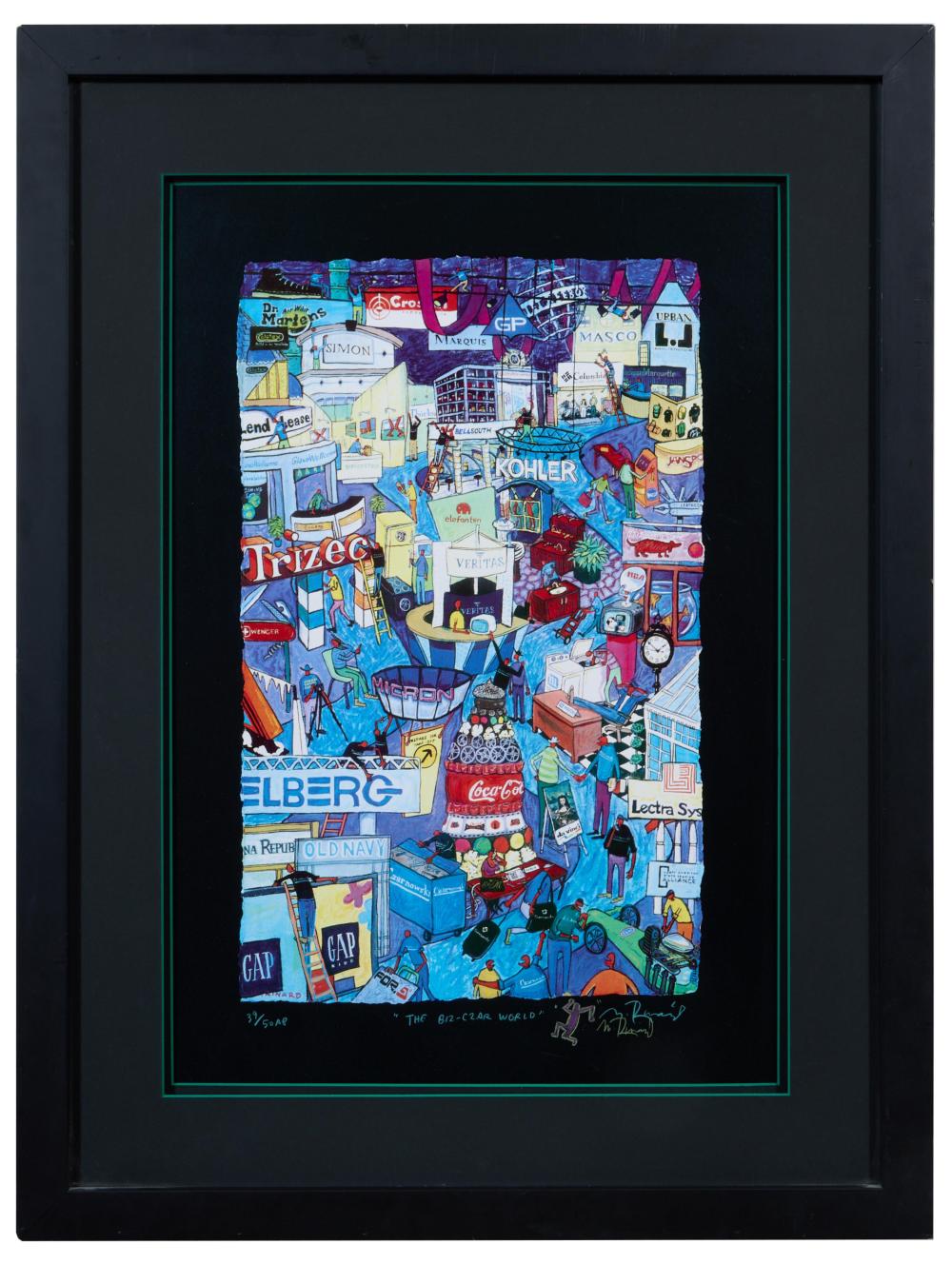 Matt Rinard comparable auction result: matt rinard american louisiana b 1964 the biz czar world sight h 27 1 4 in w 18 1 4 in framed h 37 in w 27 3 4 in