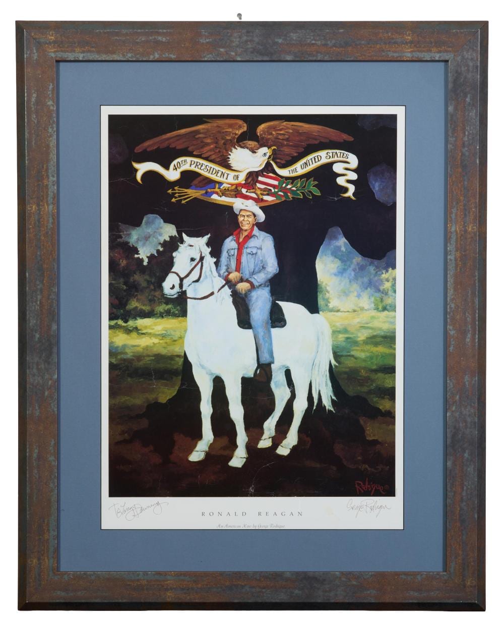 george rodrigue american louisiana 1944 2013 ronald reagan sight h 26 1 2 in w 19 in framed h 37 1 4 in w 29 1 2 in · Crescent City Auction Gallery · 2026-07-10 George Rodrigue comparable auction result: george rodrigue american louisiana 1944 2013 ronald reagan sight h 26 1 2 in w 19 in framed h 37 1 4 in w 29 1 2 in