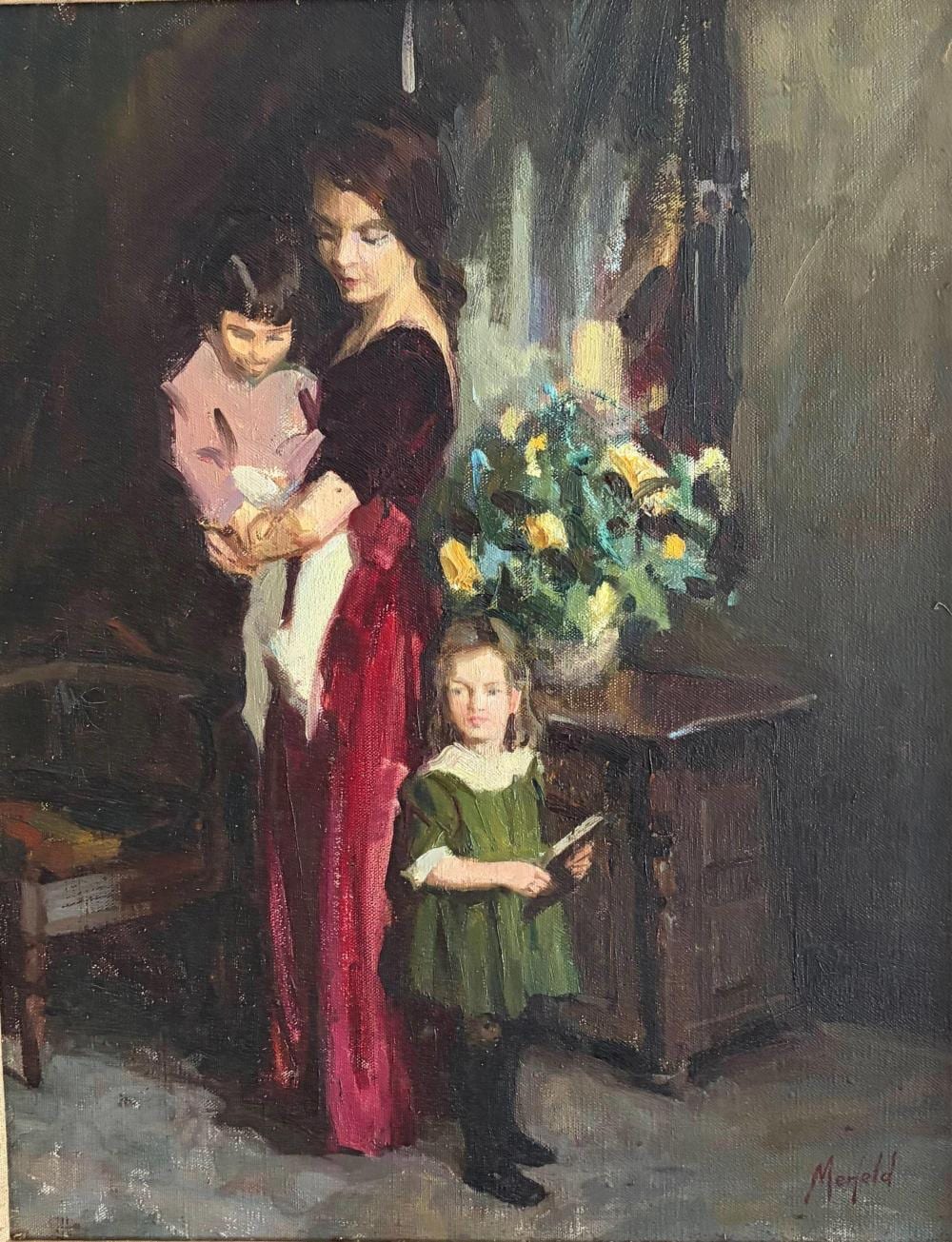 gerald lydon merfeld american born 1936 a mother and her two children 1968 oil on canvas 20 x 16 5 inches frame 28 x 24 5 inches · Sloans & Kenyon · 2026-06-25 Gerald Lydon Merfeld comparable auction result: gerald lydon merfeld american born 1936 a mother and her two children 1968 oil on canvas 20 x 16 5 inches frame 28 x 24 5 inches