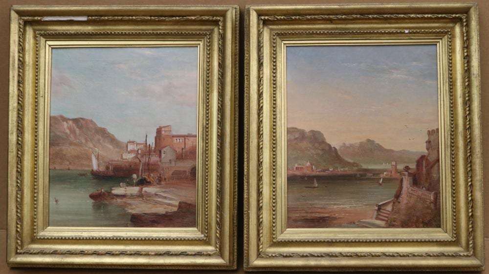 Alfred Pollentine comparable auction result: alfred pollentine british 1836 1890 a pair of mediterranean harbour scenes oil on canvas each one 12 x 10 inches excluding frames