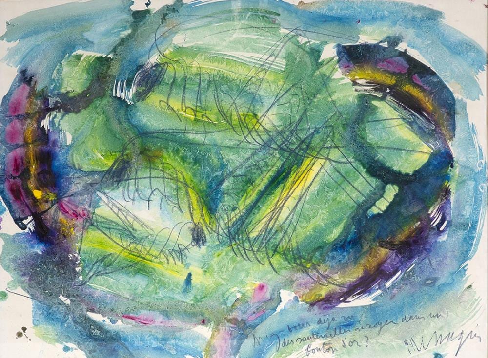 Jean Messagier comparable auction result: jean messagier 1920 1999 avez vous d j vu des sauterelles se noyer dans un bouton d or circa 1990