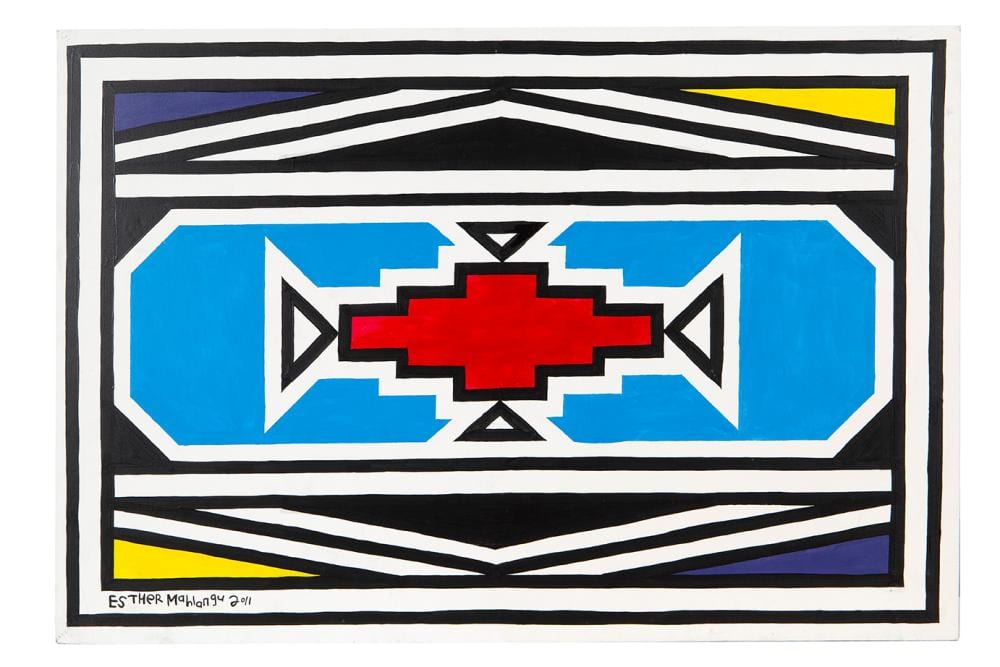 esther mahlangu n e en 1935 ndebele abstract 38 2011 · Aguttes · 2026-06-24 Esther Mahlangu comparable auction result: esther mahlangu n e en 1935 ndebele abstract 38 2011