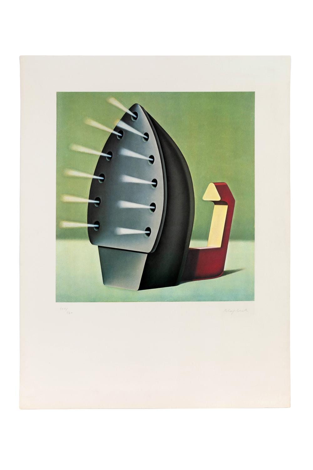 Konrad Klapheck comparable auction result: konrad klapheck 1925 2023 b geleisen dragon du foyer 1980
