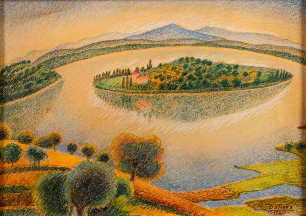 Gerardo Dottori comparable auction result: gerardo dottori 1884 perugia 1977 perugia lago umbro