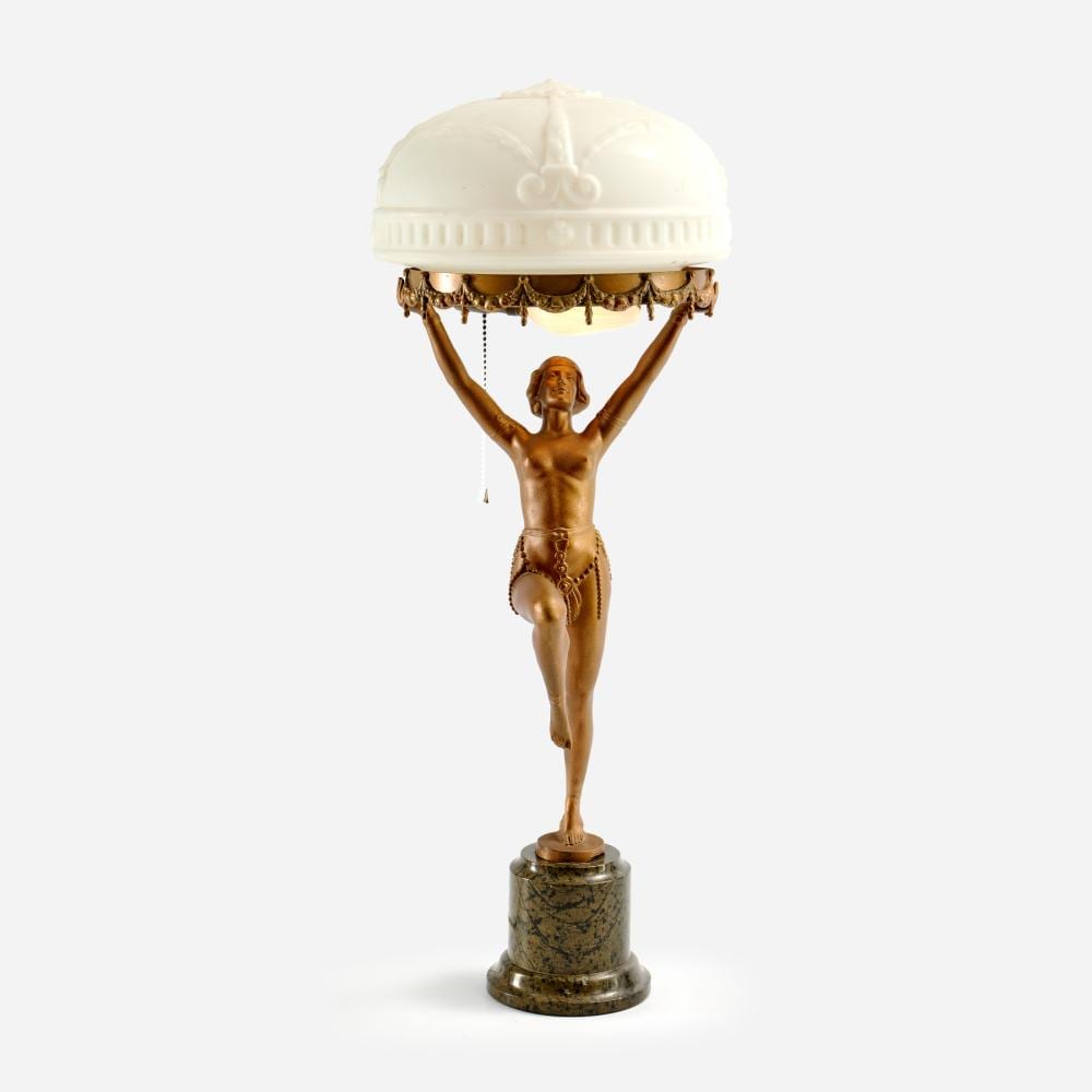 Max LeVerrier comparable auction result: german art deco nude boudoir lamp after max le verrier