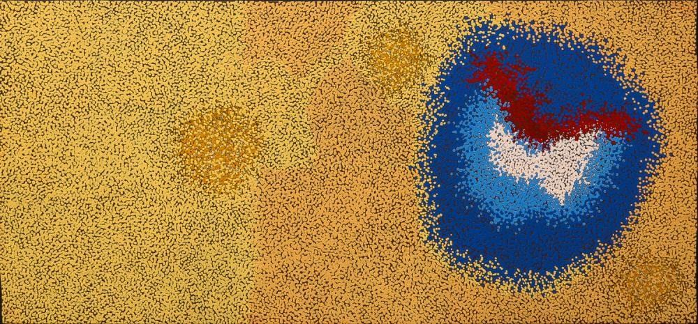 Kyra Campbell comparable auction result: kyra campbell claypan dreaming acrylic on linen 56cm x 120cm