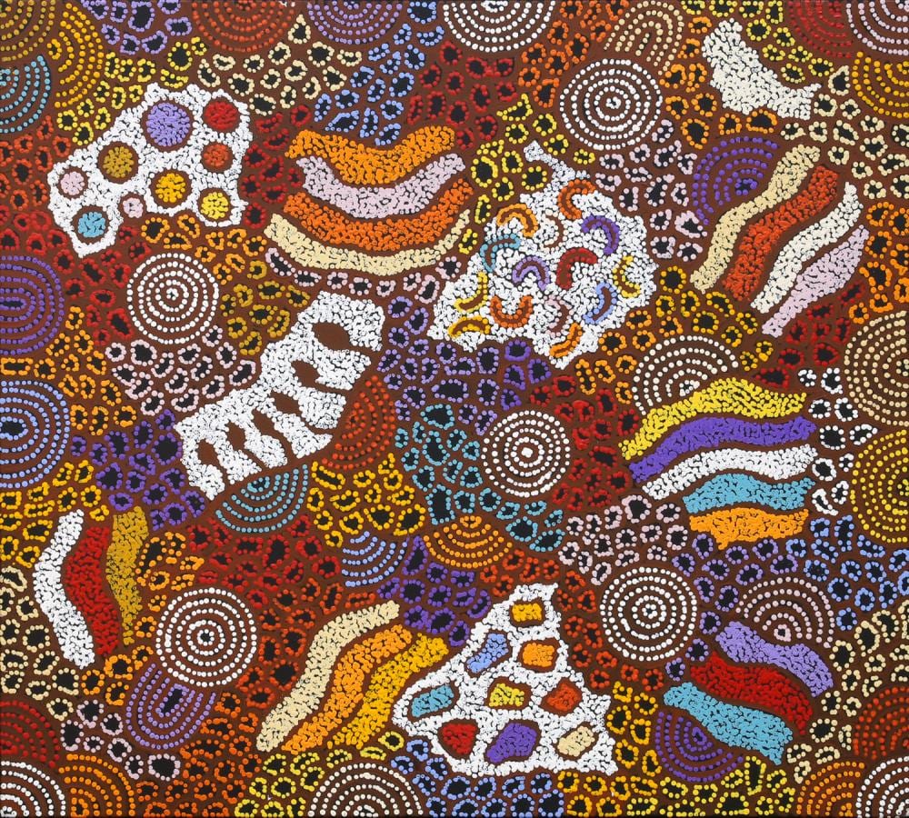 Nellie Marks  Nakamarra comparable auction result: nellie marks nakamarra my country acrylic on canvas 99cm x 89cm
