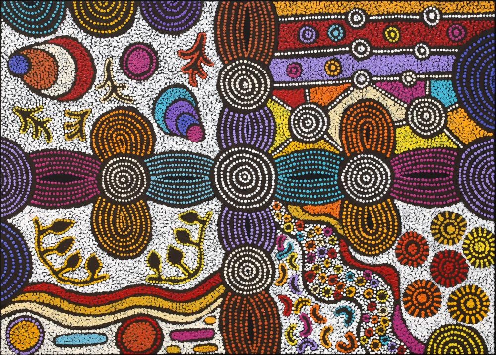 Nellie Marks  Nakamarra comparable auction result: nellie marks nakamarra my country acrylic on canvas 72cm x 100cm