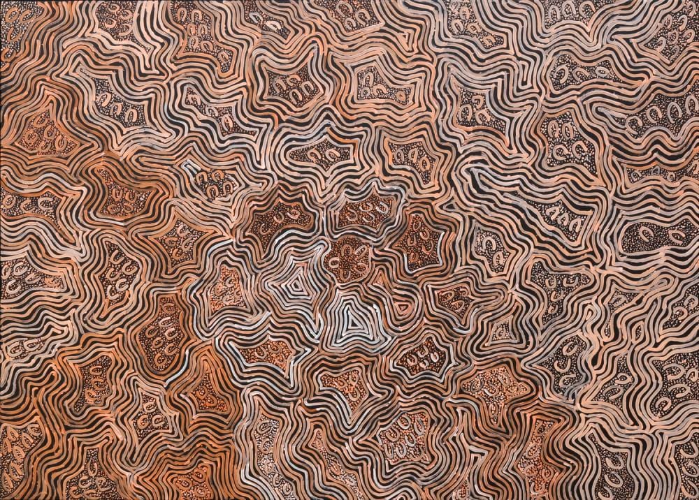 glenys gibson napaltjarri women s ceremony acrylic on linen 101cm x 140cm · Ozbid Auctions · 2026-06-25 Glenys Gibson Napaltjarri comparable auction result: glenys gibson napaltjarri women s ceremony acrylic on linen 101cm x 140cm