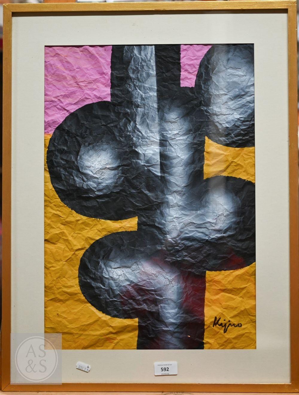 Ladislas Kijno comparable auction result: ladislas kijno 1921 2012 composition abstraite acrylic painting on crumpled paper signed 51 5