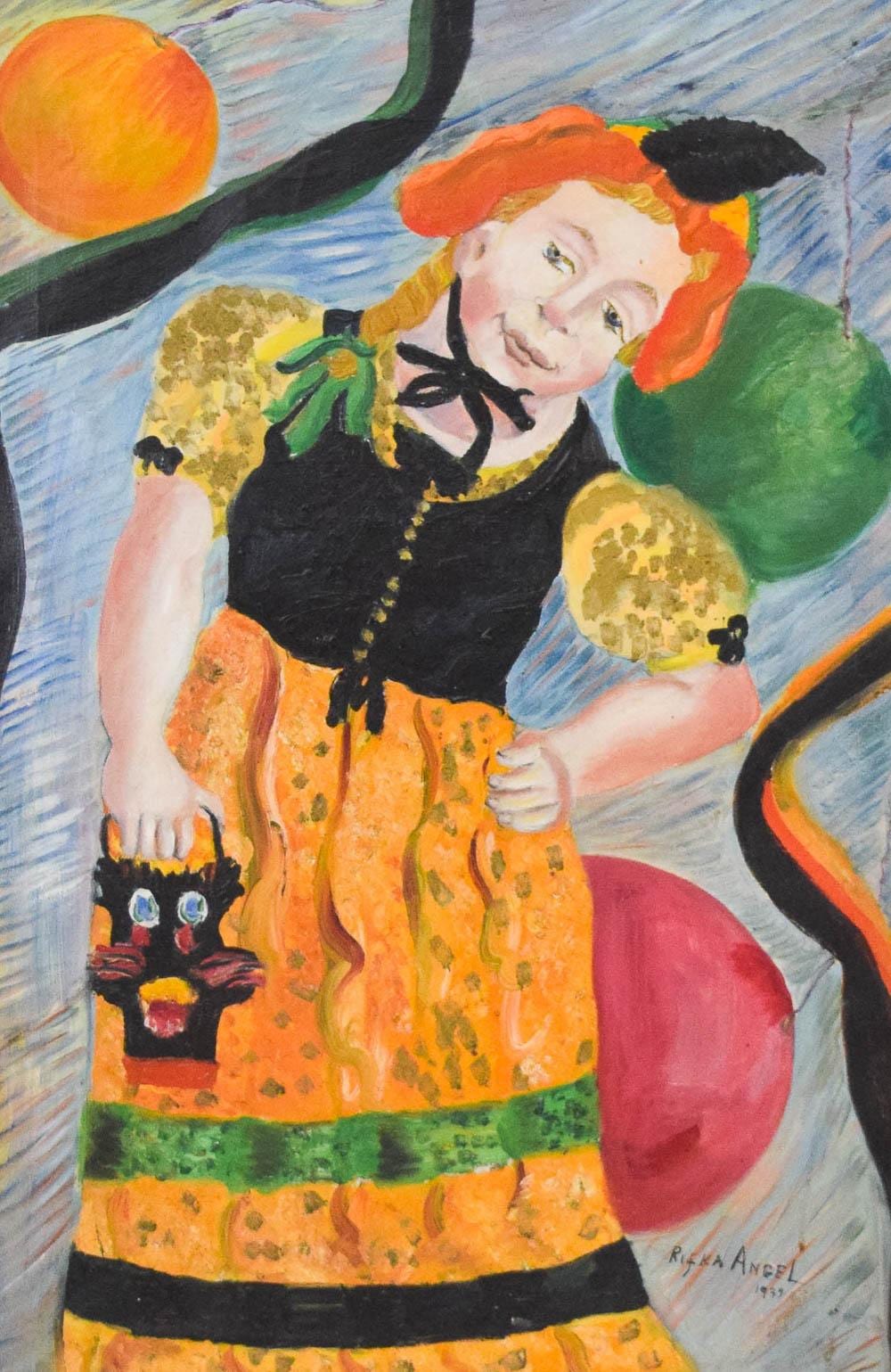 Rifka Angel comparable auction result: rifka angel oil on canvas portrait of a girl