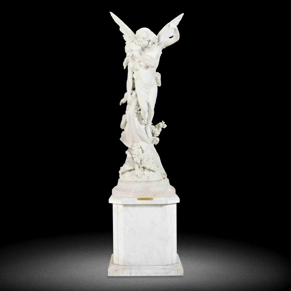 Ferdinando Vichi comparable auction result: ferdinando vichi italian 1875 1945 an impressive carved white marble figural group of cupid and psyche together with a later white carrara marble plinth 2