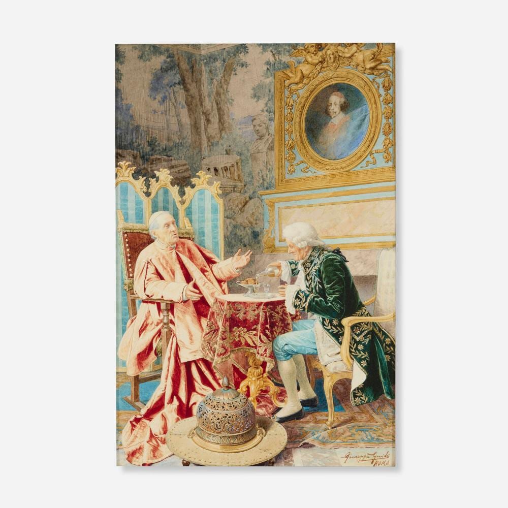 Giuseppe (1881) Guidi comparable auction result: giuseppe guidi cardinal and gentleman in an interior