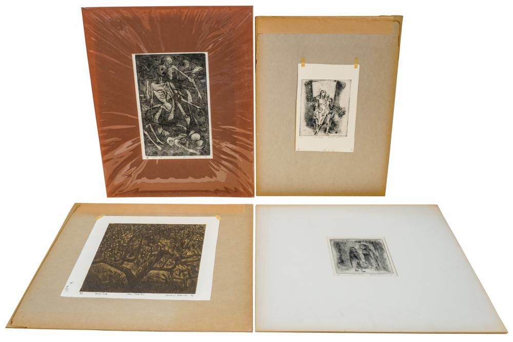 leonard maurer american 1912 1976 figural compositions four etchings each unframed · Weschler's · 2026-06-23 Leonard Maurer comparable auction result: leonard maurer american 1912 1976 figural compositions four etchings each unframed