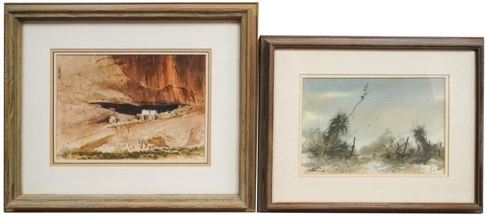 Bernard Vetter comparable auction result: bernard vetter american b 1940 pueblo scene and vegetation two watercolors on paper signed u l frame 19 x 23 in 48 3 x 58 4 cm