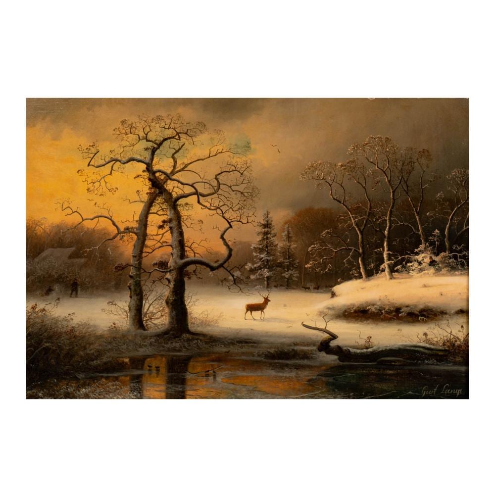 Gustav Lange comparable auction result: gustav lange german 1811 1887 winter landscape