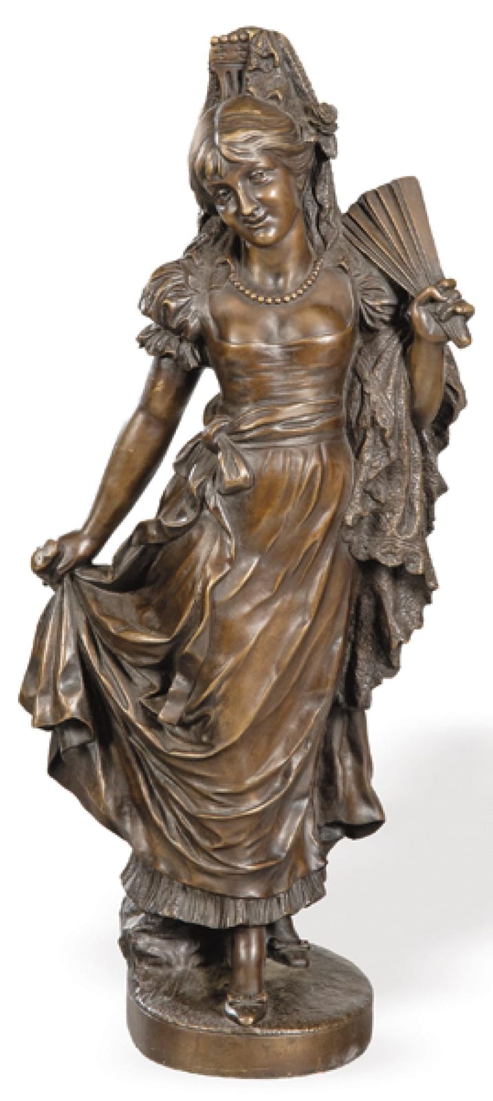 Jean Louis Grégoire comparable auction result: jean louis gr goire france 1840 1890 spanish woman with fan and mantilla patinated bronze sculpture signed