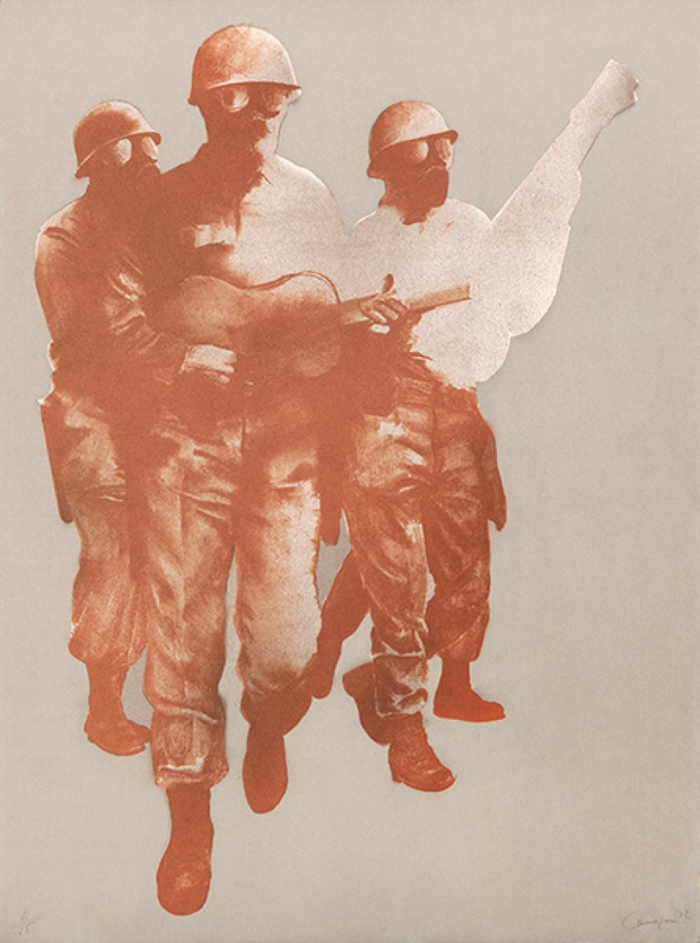 Rafael Canogar comparable auction result: rafael canogar the soldier musicians