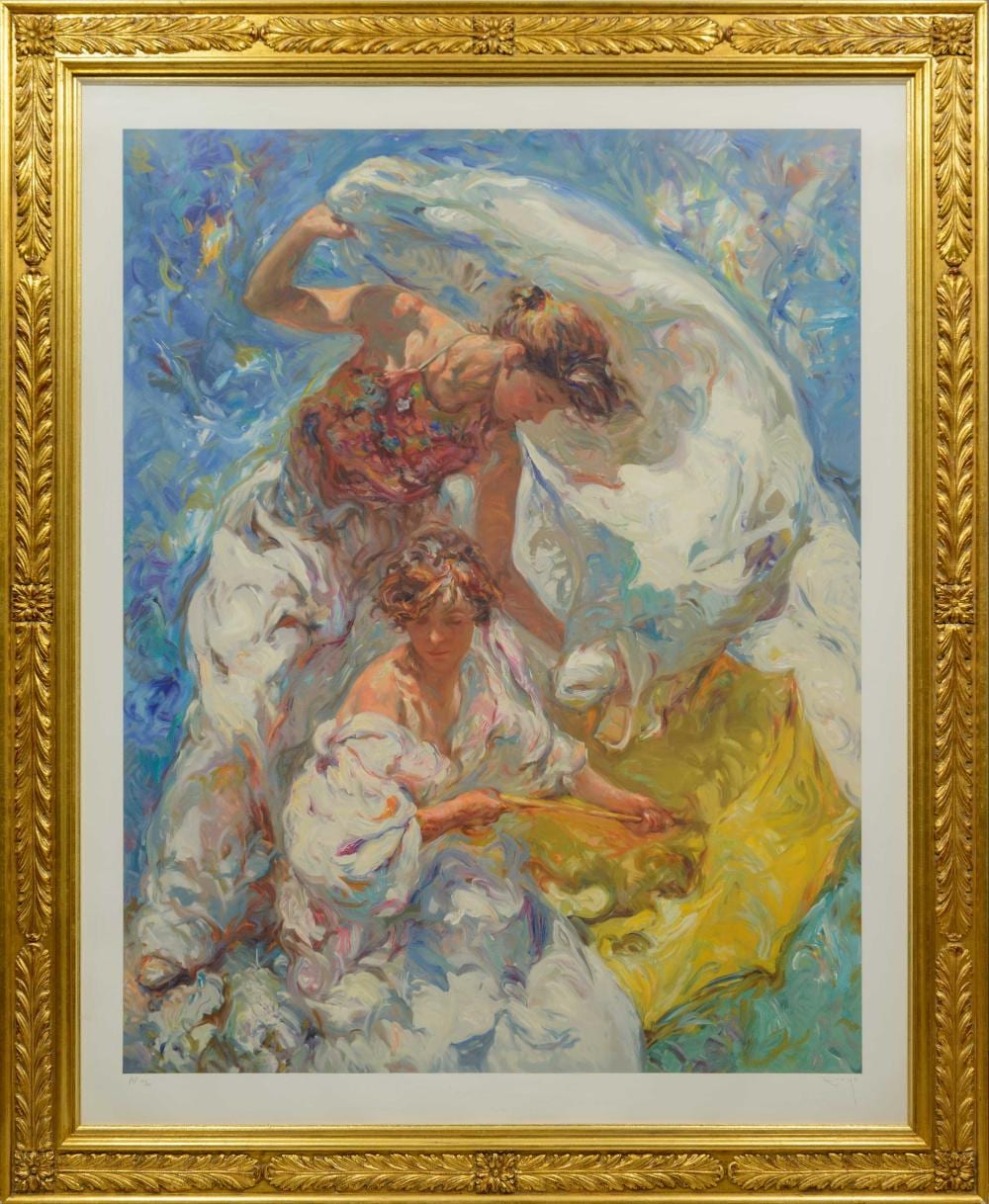 Jose Royo comparable auction result: jose royo spanish born 1941 serigraph women and parasol signed numbered ap 42 60 in pencil 120 x 96 sheet size