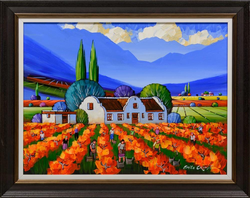 emile cronje sa born 1967 oil cape dutch homestead with figures signed 44 x 60 · 5th Avenue Auctioneers · 2026-06-28 Emile Cronje comparable auction result: emile cronje sa born 1967 oil cape dutch homestead with figures signed 44 x 60