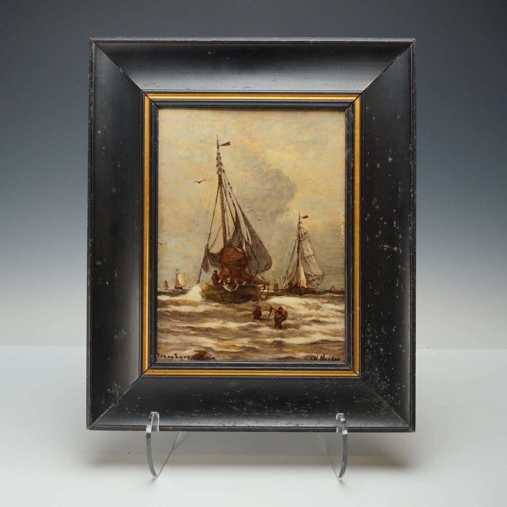 Hendrik Willem Mesdag comparable auction result: hendrik willem mesdag dutch 1831 1915 rozenburg den haag porcelain plaque maritime scene