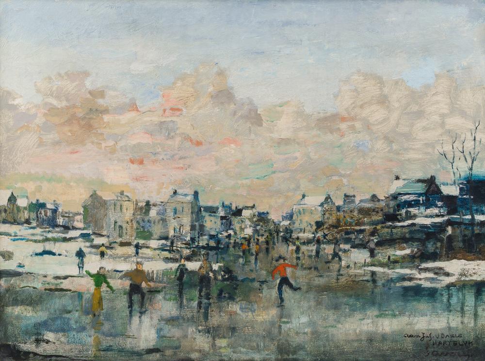 Albert Saverys comparable auction result: albert saverys 1886 1964 winter landscape with skaters oil on canvas