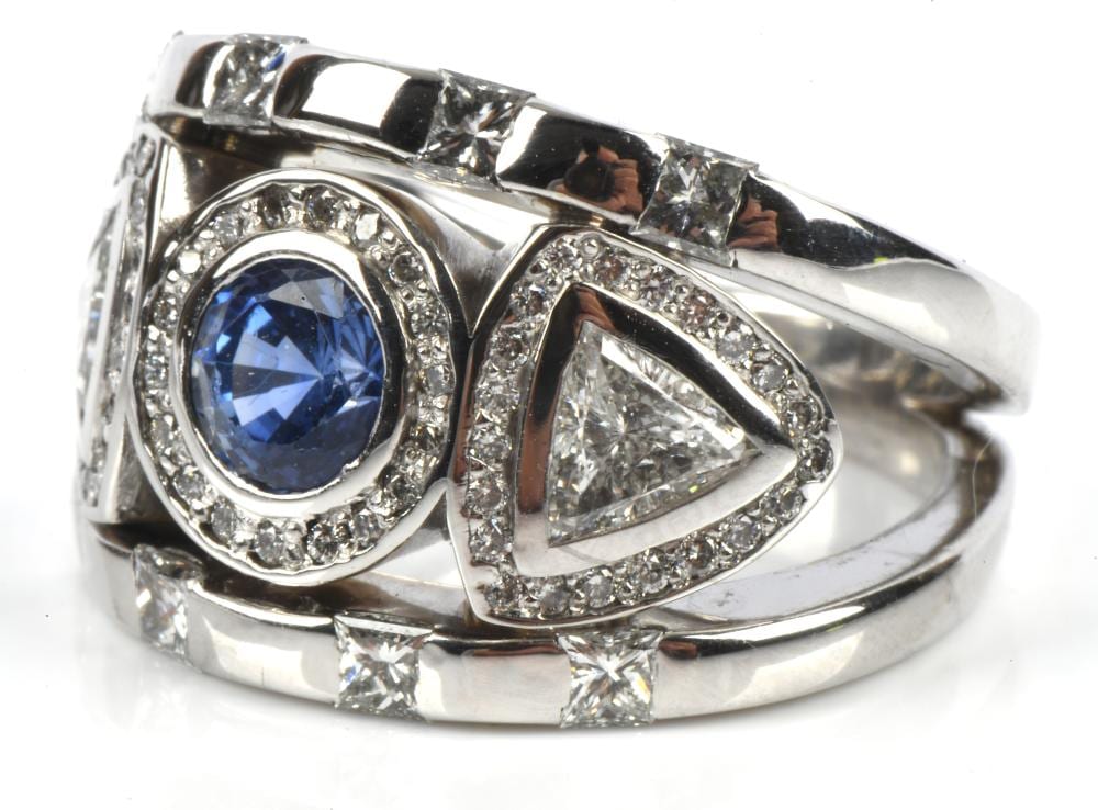 Lieve Verschuir comparable auction result: modern sapphire and diamond dress ring made by li